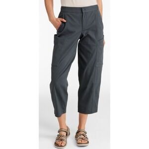 LL Bean Womens Explorer Ripstop Crop Barrel Leg Pants Shadow Green Hiking 14 P